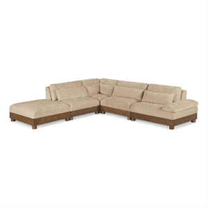 Meridian Furniture Turin 127.75&quot Beige Chenille Fabric 5pc. Modular Sectional