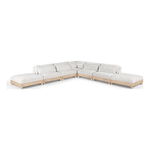 Meridian Furniture Turin 160&quot Cream Chenille Fabric 7pc. Modular Sectional