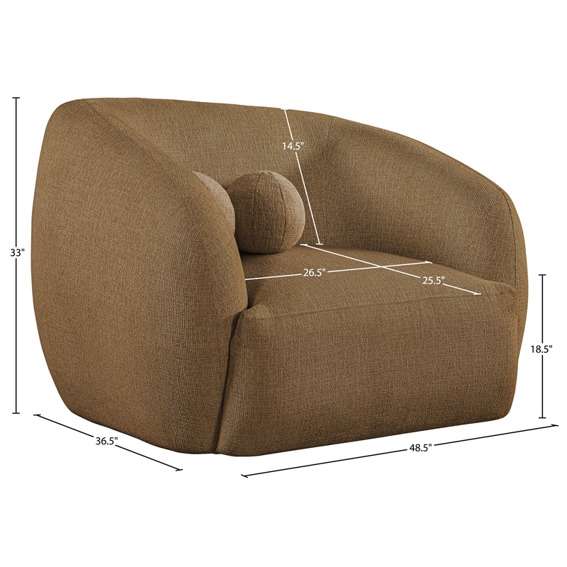 Meridian Furniture Elowen Brown Fabric Upholstered Chair