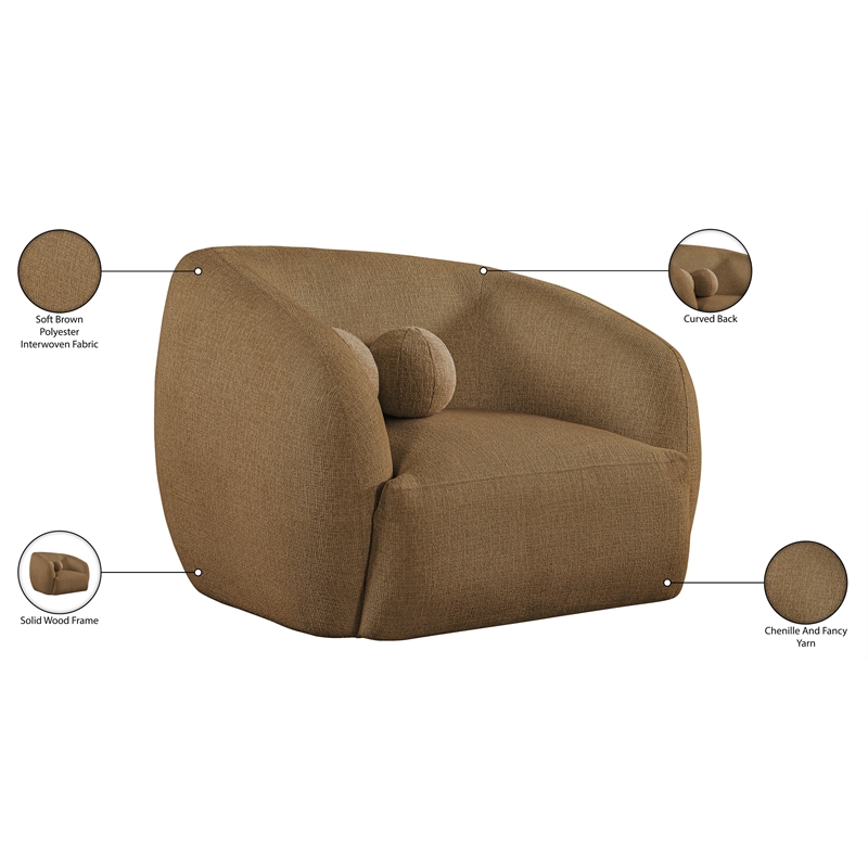 Meridian Furniture Elowen Brown Fabric Upholstered Chair