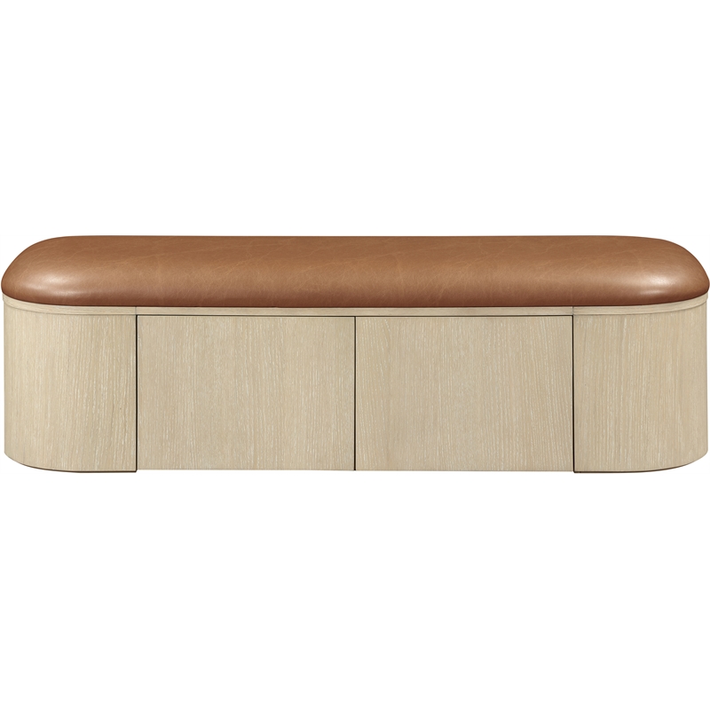 Meridian Furniture Velden Cognac Vegan Leather Upholstered Storage Bench