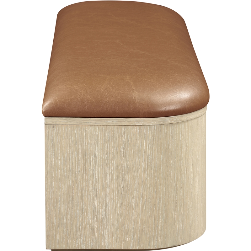 Meridian Furniture Velden Cognac Vegan Leather Upholstered Storage Bench