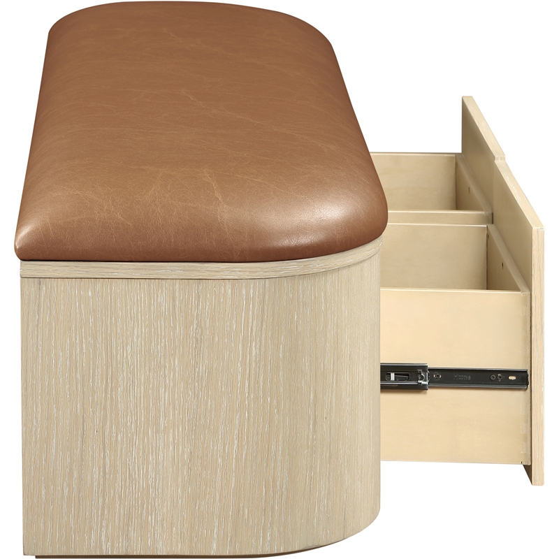 Meridian Furniture Velden Cognac Vegan Leather Upholstered Storage Bench