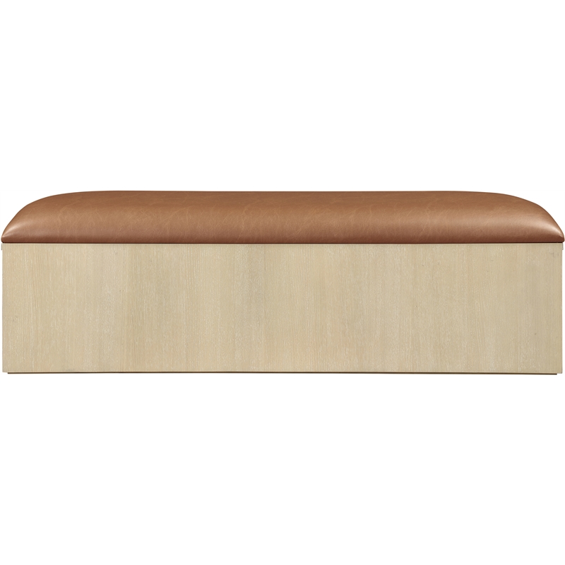 Meridian Furniture Velden Cognac Vegan Leather Upholstered Storage Bench