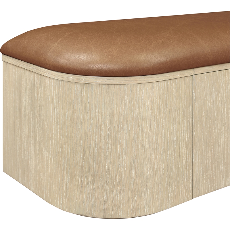 Meridian Furniture Velden Cognac Vegan Leather Upholstered Storage Bench