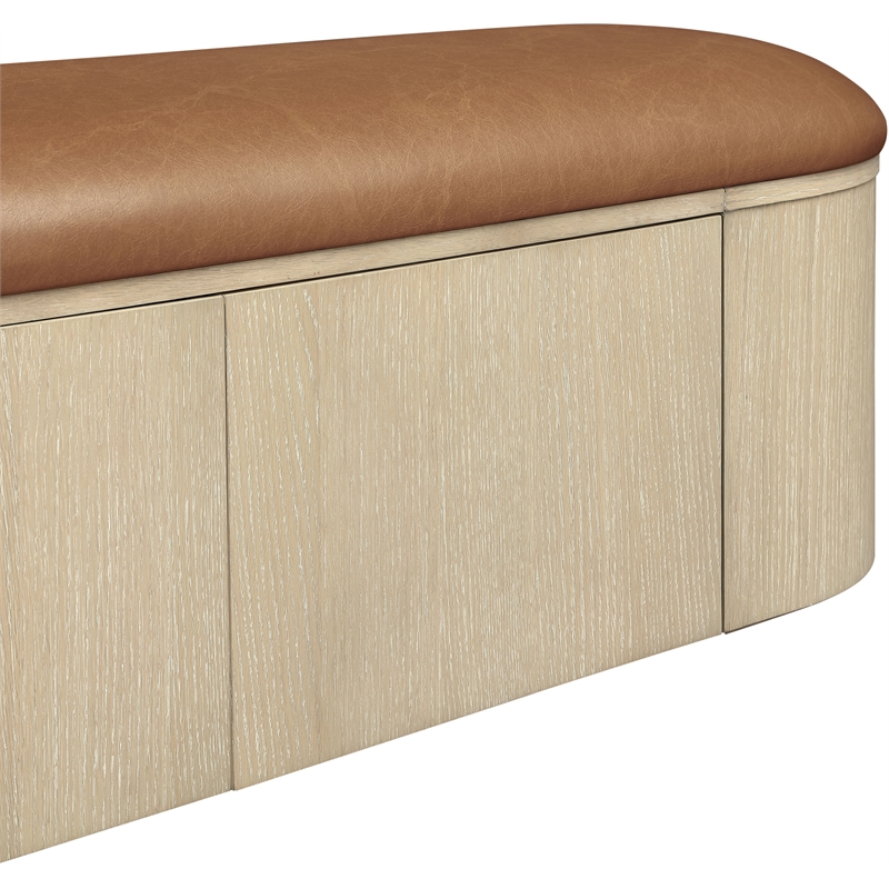Meridian Furniture Velden Cognac Vegan Leather Upholstered Storage Bench