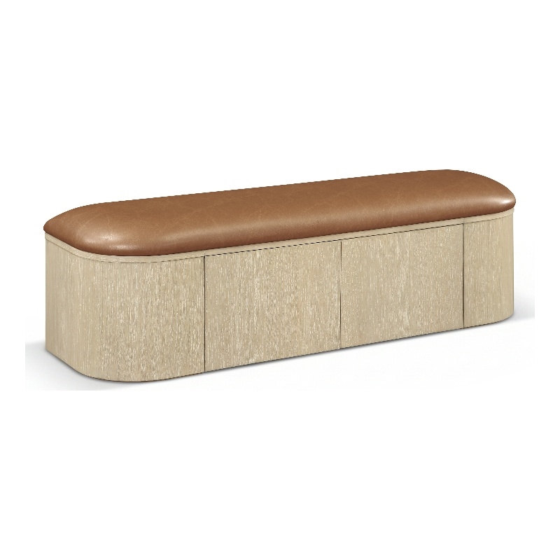 Meridian Furniture Velden Cognac Vegan Leather Upholstered Storage Bench