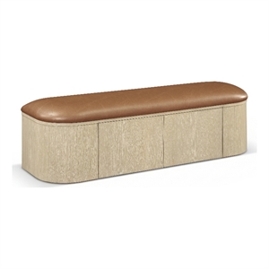 Meridian Furniture Velden Cognac Vegan Leather Upholstered Storage Bench