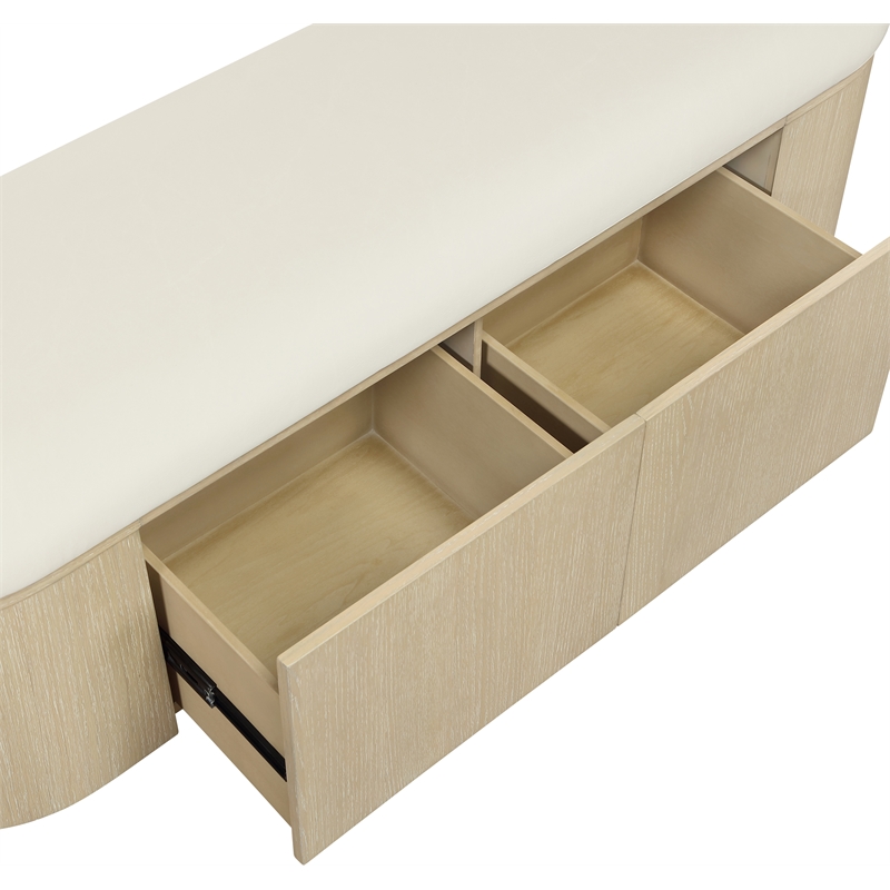 Meridian Furniture Velden Cream Vegan Leather Upholstered Storage Bench