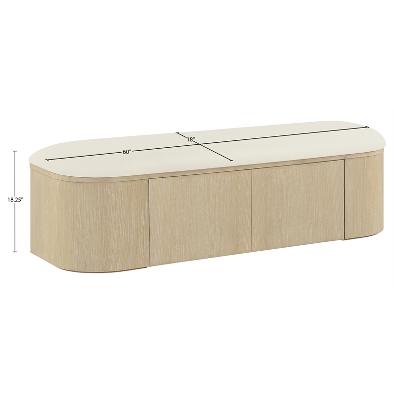 Meridian Furniture Velden Cream Vegan Leather Upholstered Storage Bench