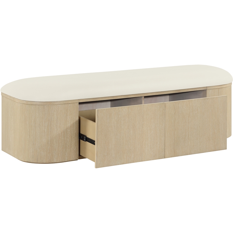 Meridian Furniture Velden Cream Vegan Leather Upholstered Storage Bench