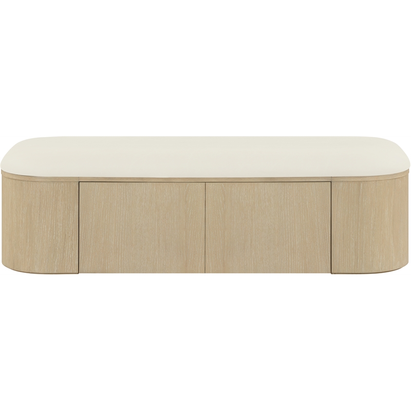 Meridian Furniture Velden Cream Vegan Leather Upholstered Storage Bench