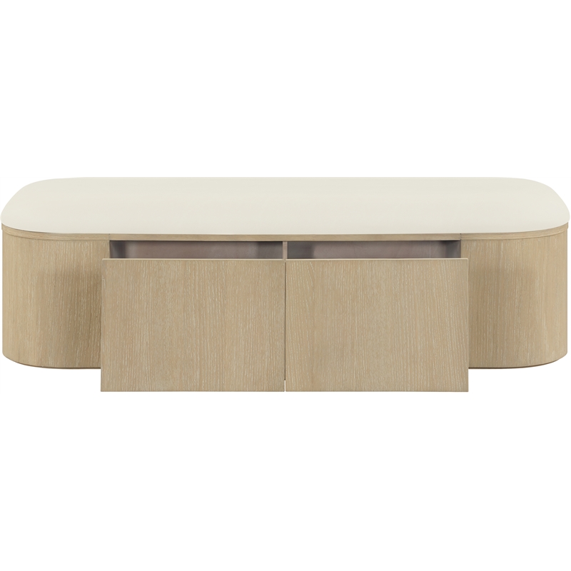 Meridian Furniture Velden Cream Vegan Leather Upholstered Storage Bench