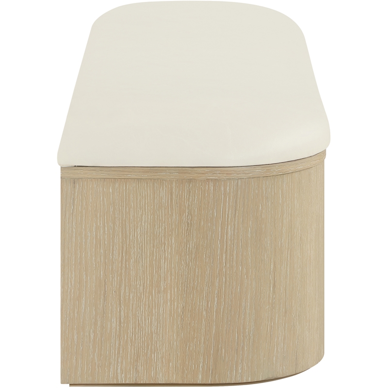 Meridian Furniture Velden Cream Vegan Leather Upholstered Storage Bench