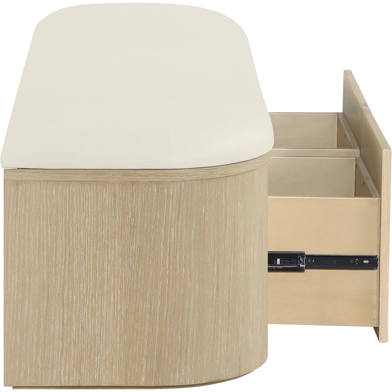 Meridian Furniture Velden Cream Vegan Leather Upholstered Storage Bench