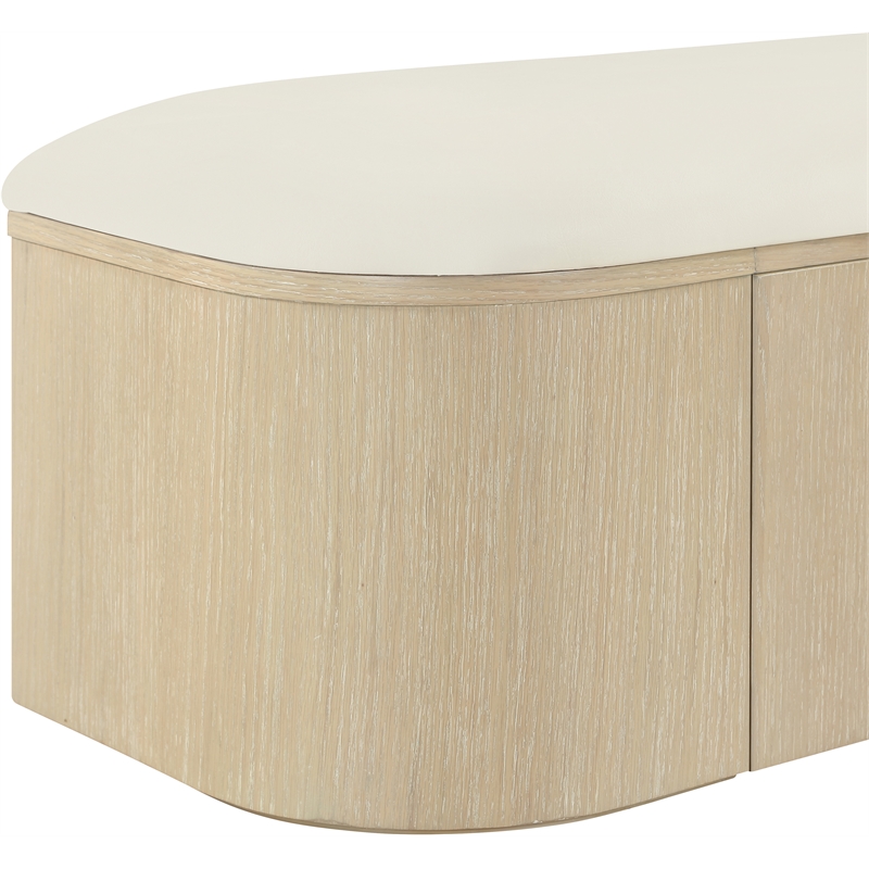 Meridian Furniture Velden Cream Vegan Leather Upholstered Storage Bench