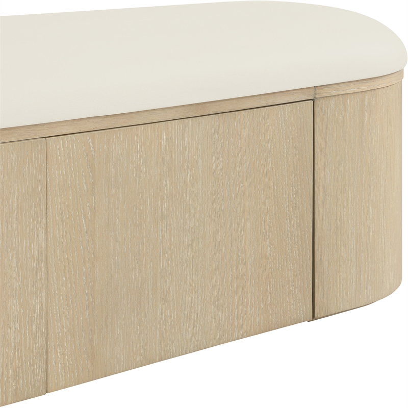 Meridian Furniture Velden Cream Vegan Leather Upholstered Storage Bench
