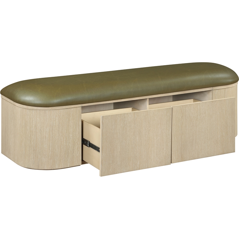 Meridian Furniture Velden Olive Vegan Leather Upholstered Storage Bench