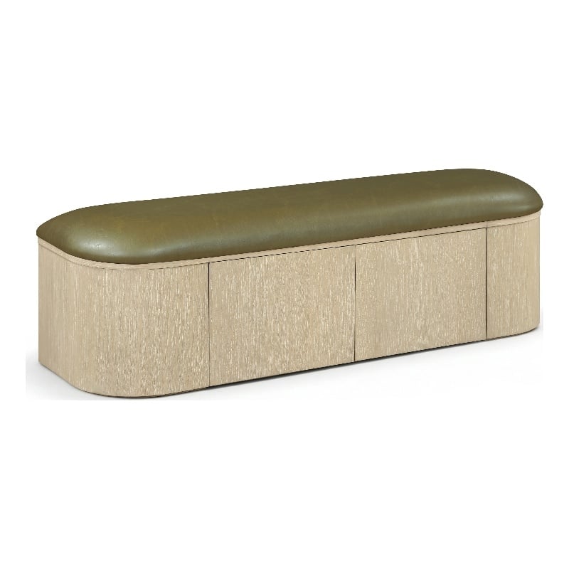 Meridian Furniture Velden Olive Vegan Leather Upholstered Storage Bench