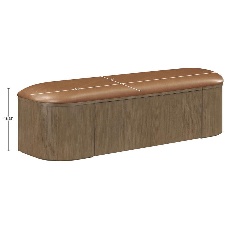 Meridian Furniture Velden Cognac Vegan Leather Upholstered Storage Bench