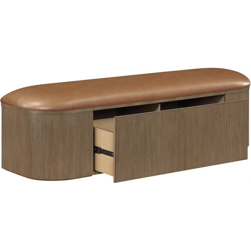 Meridian Furniture Velden Cognac Vegan Leather Upholstered Storage Bench