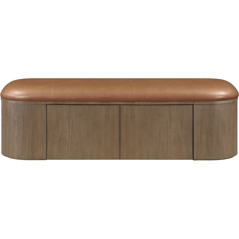 Meridian Furniture Velden Cognac Vegan Leather Upholstered Storage Bench