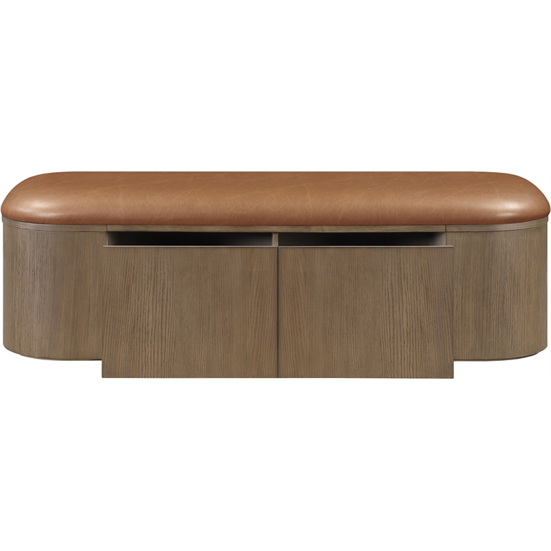 Meridian Furniture Velden Cognac Vegan Leather Upholstered Storage Bench