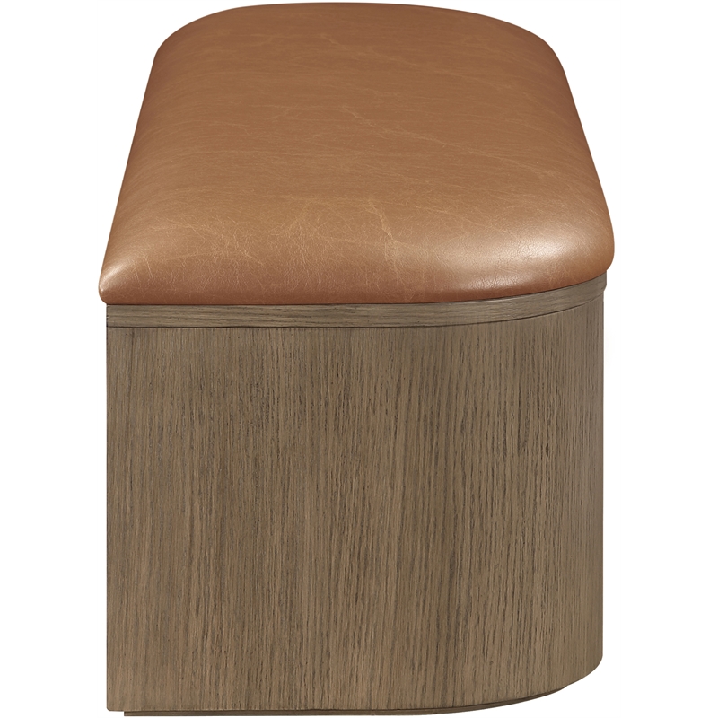Meridian Furniture Velden Cognac Vegan Leather Upholstered Storage Bench