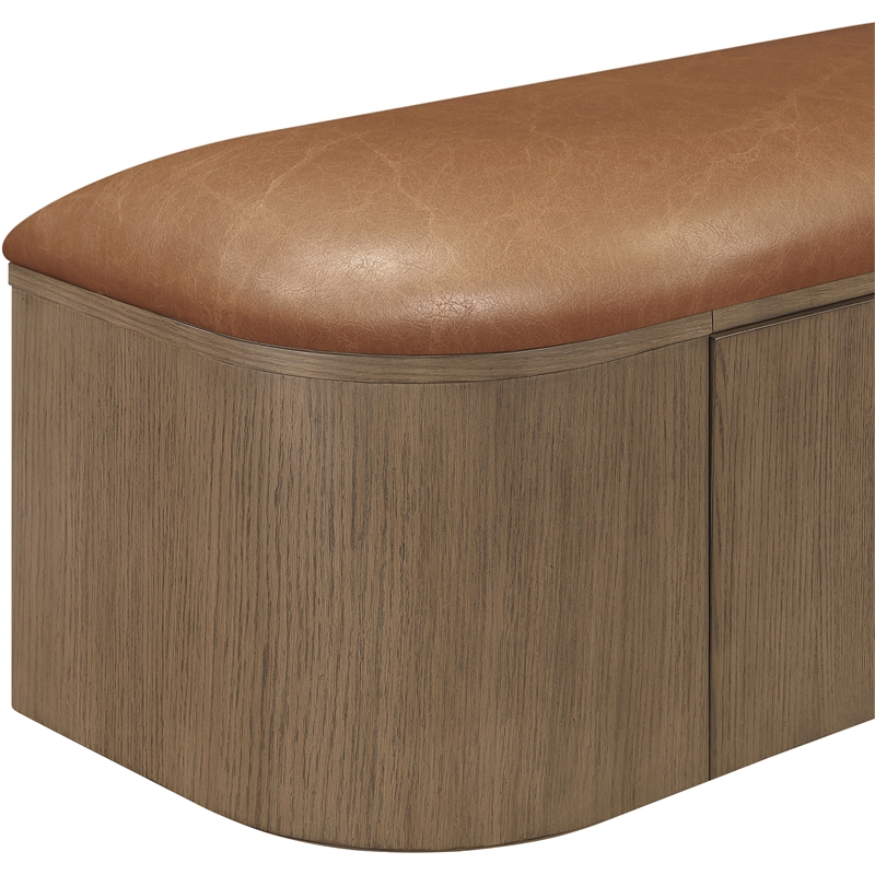 Meridian Furniture Velden Cognac Vegan Leather Upholstered Storage Bench