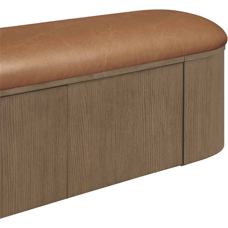 Meridian Furniture Velden Cognac Vegan Leather Upholstered Storage Bench