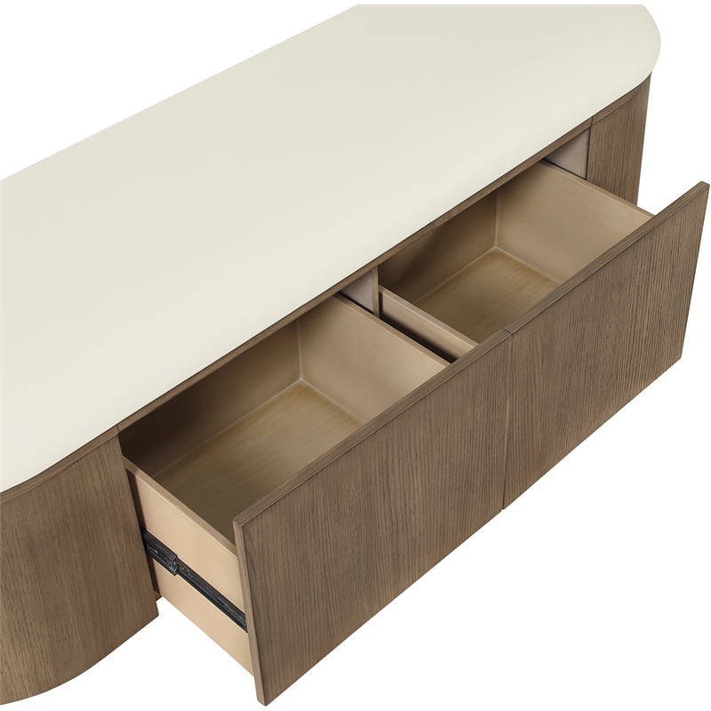 Meridian Furniture Velden Cream Vegan Leather Upholstered Storage Bench