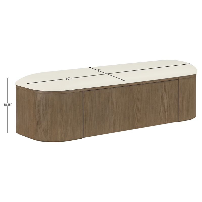 Meridian Furniture Velden Cream Vegan Leather Upholstered Storage Bench