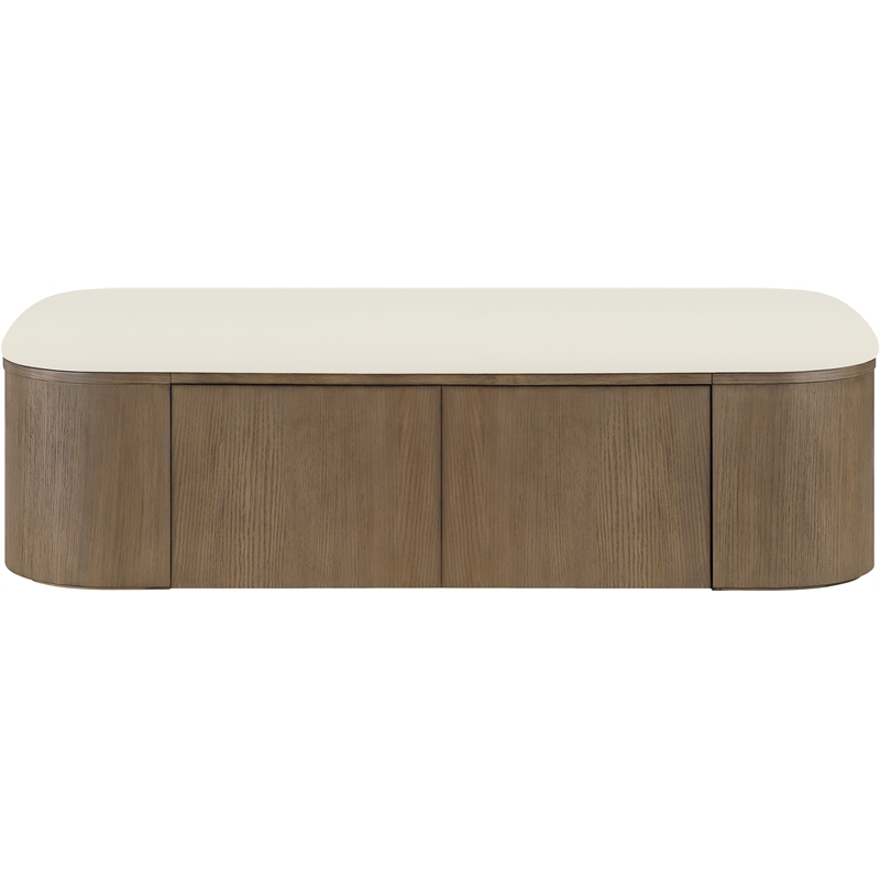 Meridian Furniture Velden Cream Vegan Leather Upholstered Storage Bench