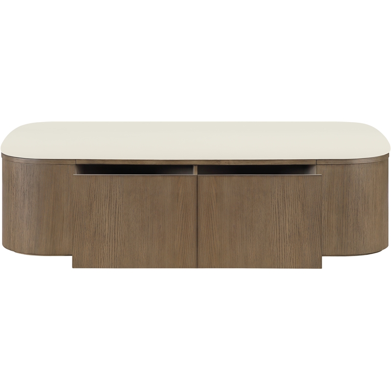 Meridian Furniture Velden Cream Vegan Leather Upholstered Storage Bench