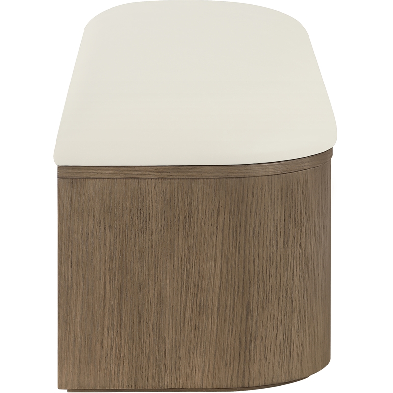 Meridian Furniture Velden Cream Vegan Leather Upholstered Storage Bench