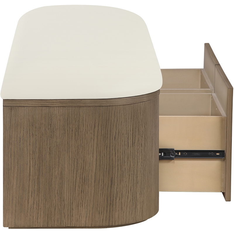 Meridian Furniture Velden Cream Vegan Leather Upholstered Storage Bench