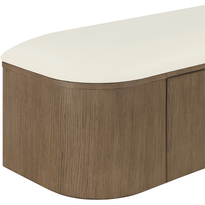 Meridian Furniture Velden Cream Vegan Leather Upholstered Storage Bench
