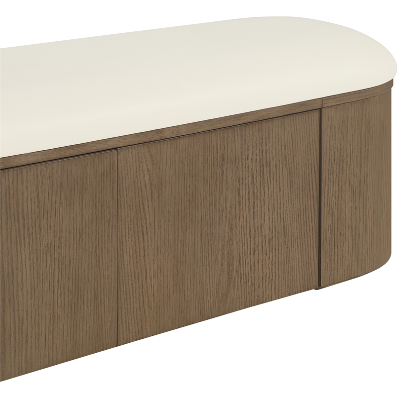 Meridian Furniture Velden Cream Vegan Leather Upholstered Storage Bench