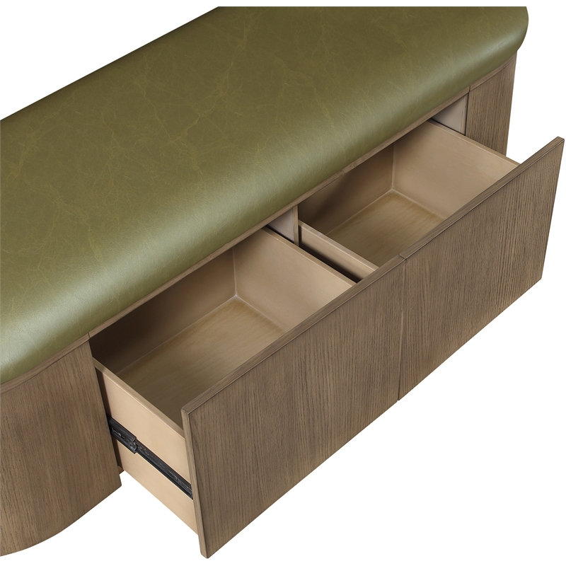 Meridian Furniture Velden Olive Vegan Leather Upholstered Storage Bench