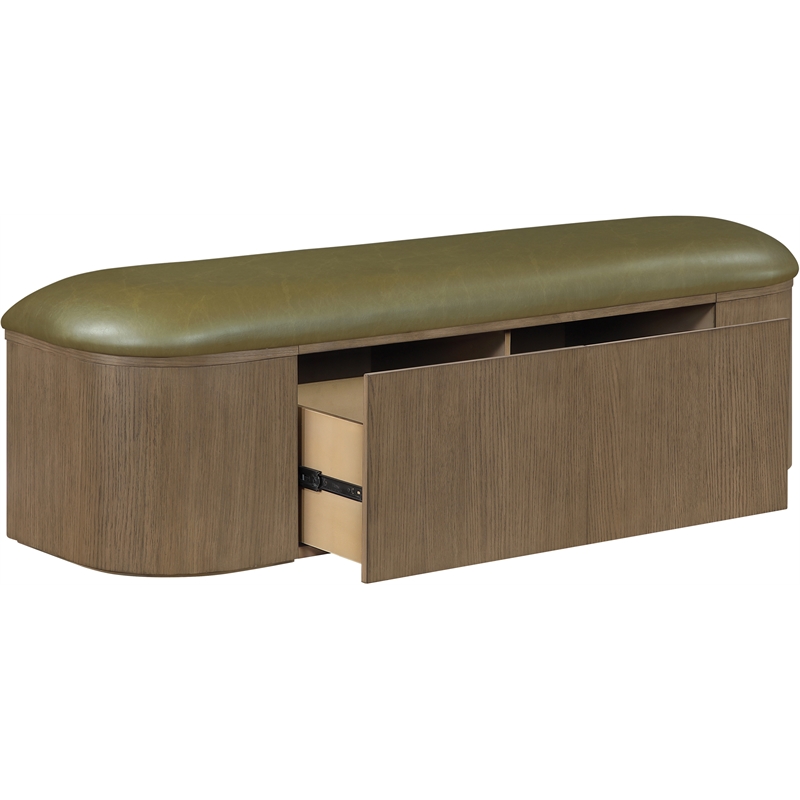 Meridian Furniture Velden Olive Vegan Leather Upholstered Storage Bench