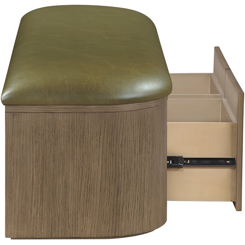 Meridian Furniture Velden Olive Vegan Leather Upholstered Storage Bench