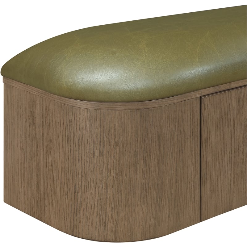 Meridian Furniture Velden Olive Vegan Leather Upholstered Storage Bench
