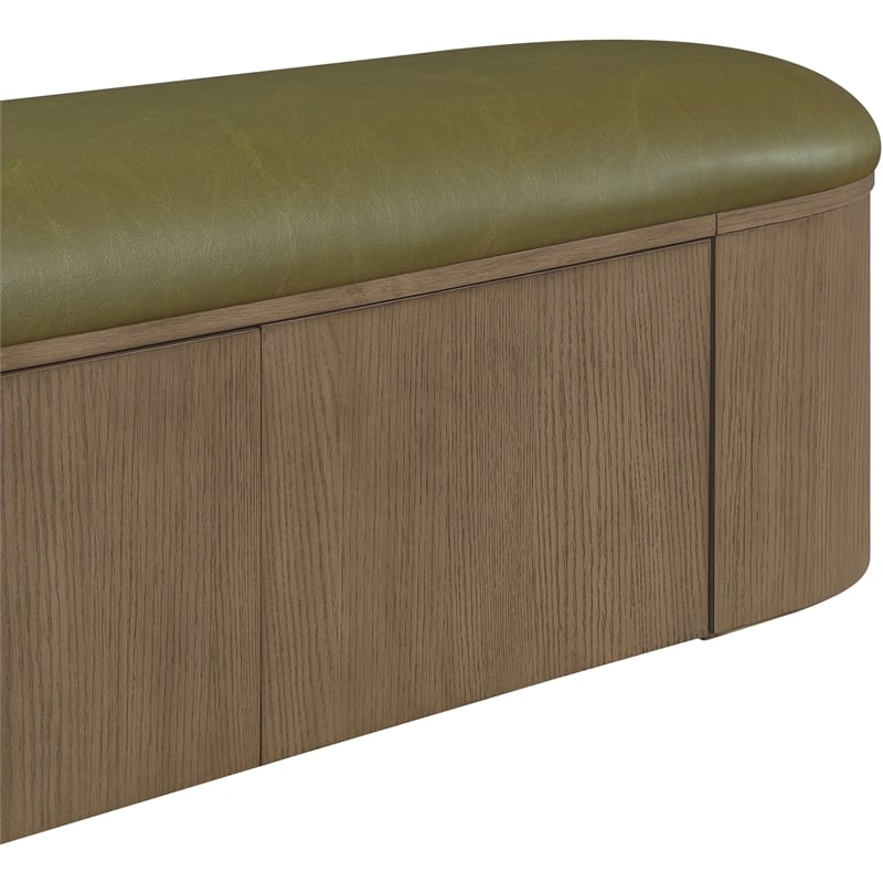 Meridian Furniture Velden Olive Vegan Leather Upholstered Storage Bench