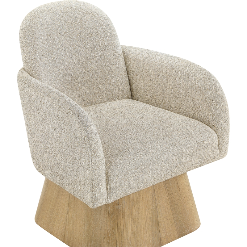 Meridian Furniture Marlowe Beige Linen Textured Fabric Swivel Accent Chair