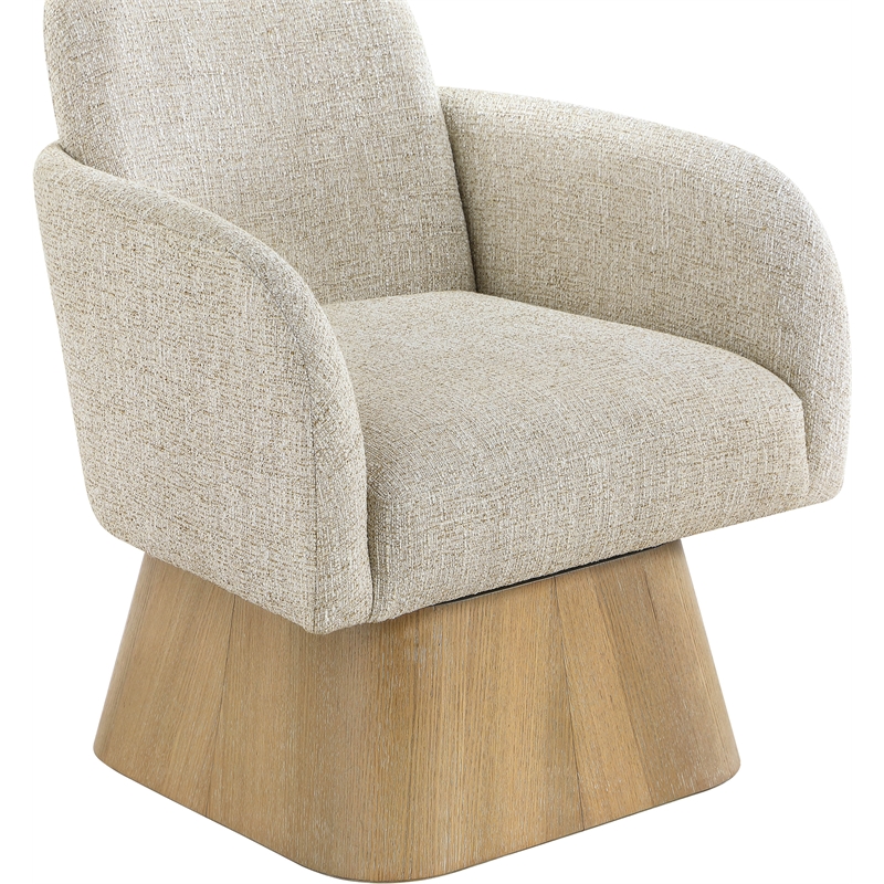 Meridian Furniture Marlowe Beige Linen Textured Fabric Swivel Accent Chair