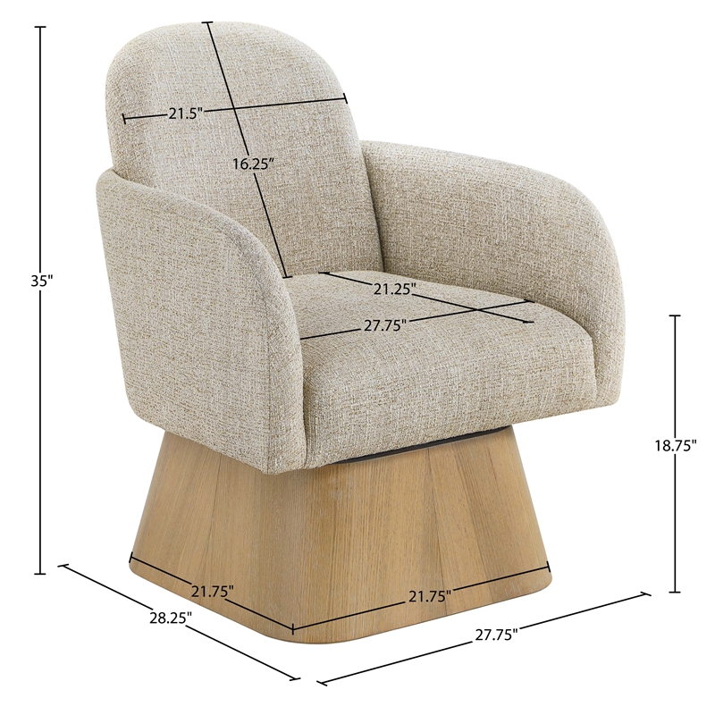 Meridian Furniture Marlowe Beige Linen Textured Fabric Swivel Accent Chair