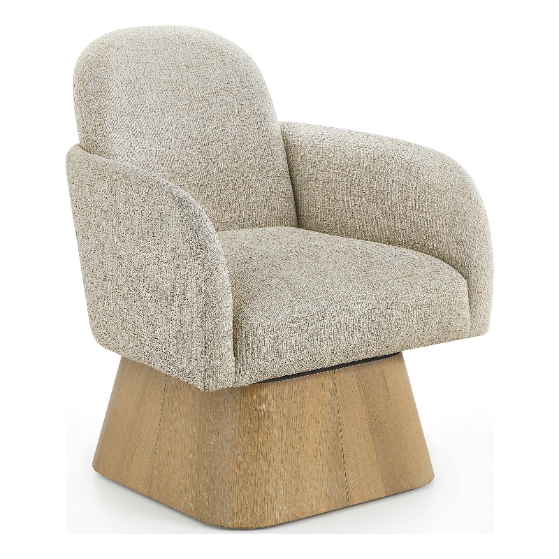 Meridian Furniture Marlowe Beige Linen Textured Fabric Swivel Accent Chair