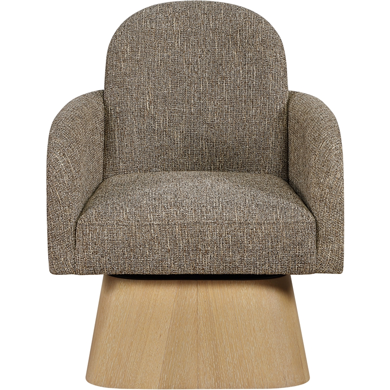 Meridian Furniture Marlowe Brown Linen Textured Fabric Swivel Accent Chair