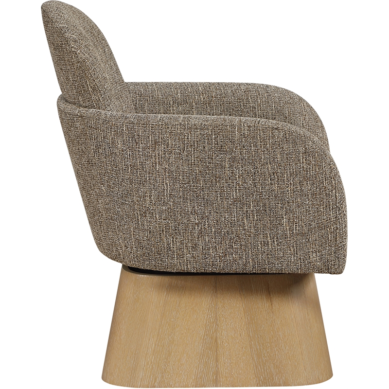 Meridian Furniture Marlowe Brown Linen Textured Fabric Swivel Accent Chair