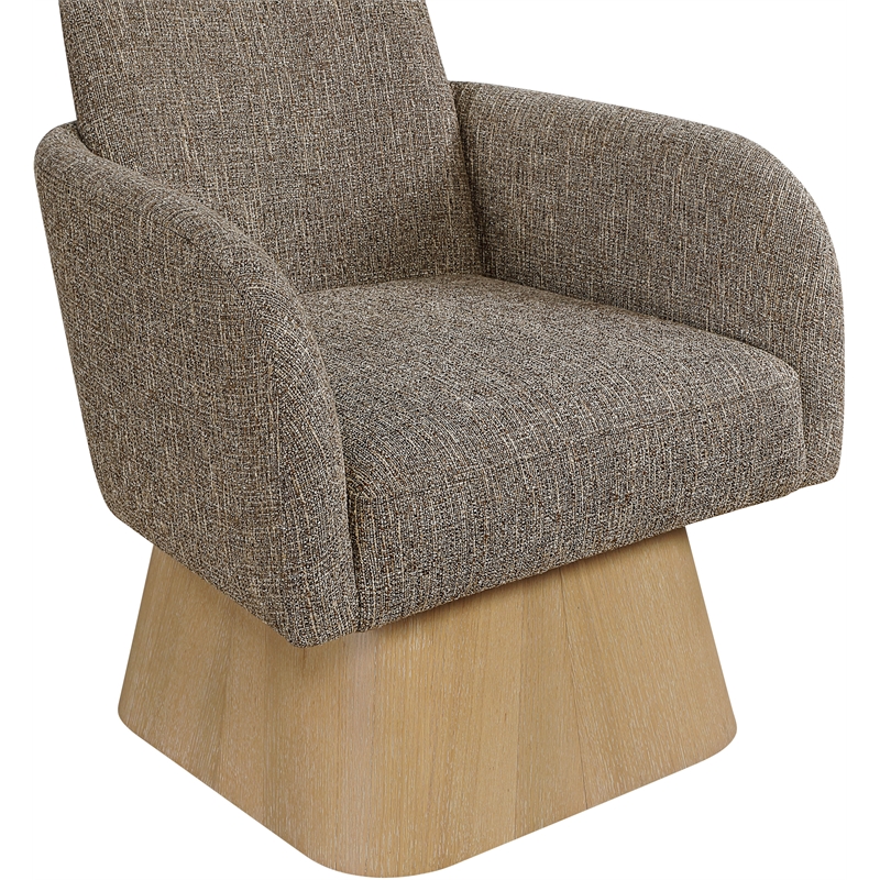Meridian Furniture Marlowe Brown Linen Textured Fabric Swivel Accent Chair